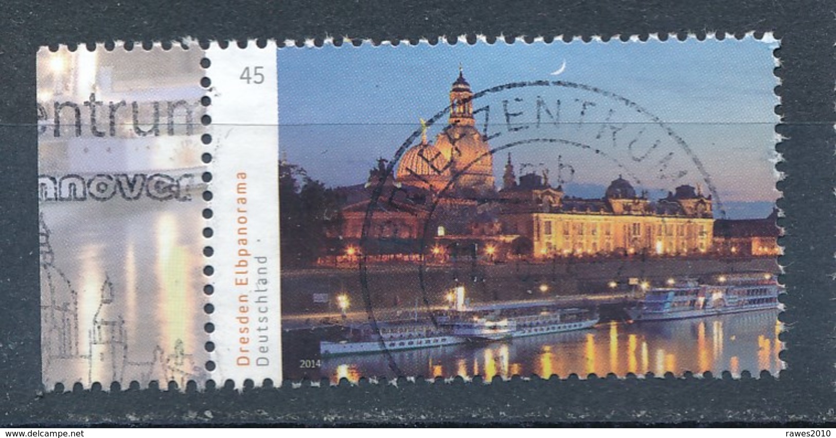 BRD 2014 Dresden 0,45 Euro Li. Rand Gest. Dresden Elbufer Frauenkirche - Kirchen U. Kathedralen
