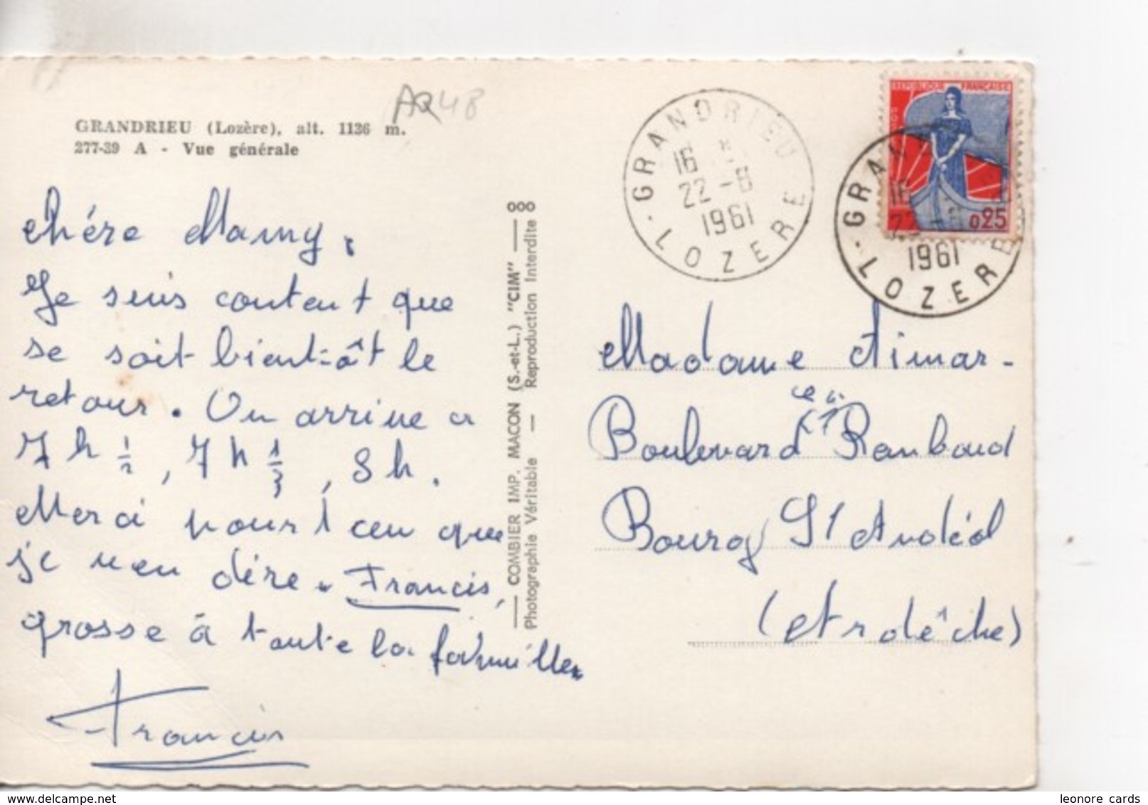 CPA.48.Grandrieu.Vue Générale.1961 - Gandrieux Saint Amans
