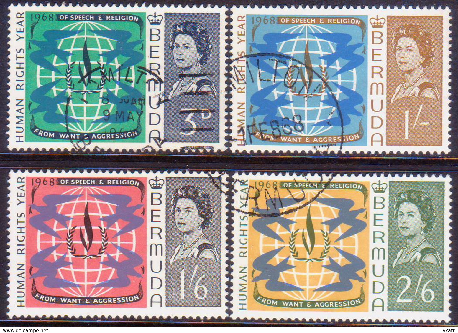 BERMUDA 1968 SG 212-15 Compl.set Used Human Rights Year - Bermudes