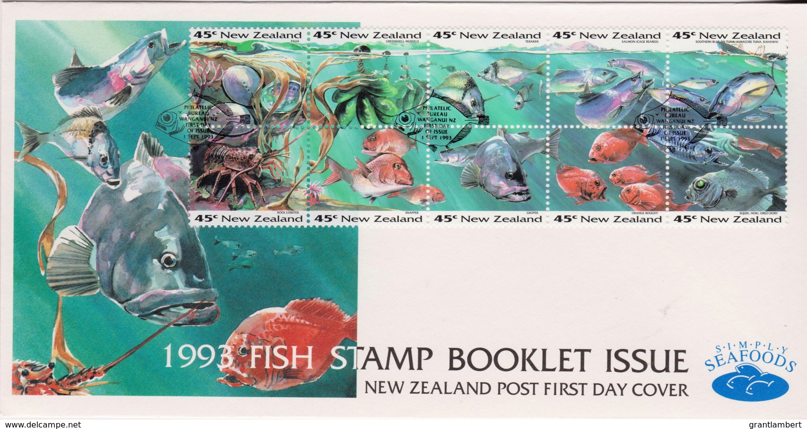 New Zealand 1993 Fish Stamp Booklet Issue FDC - FDC