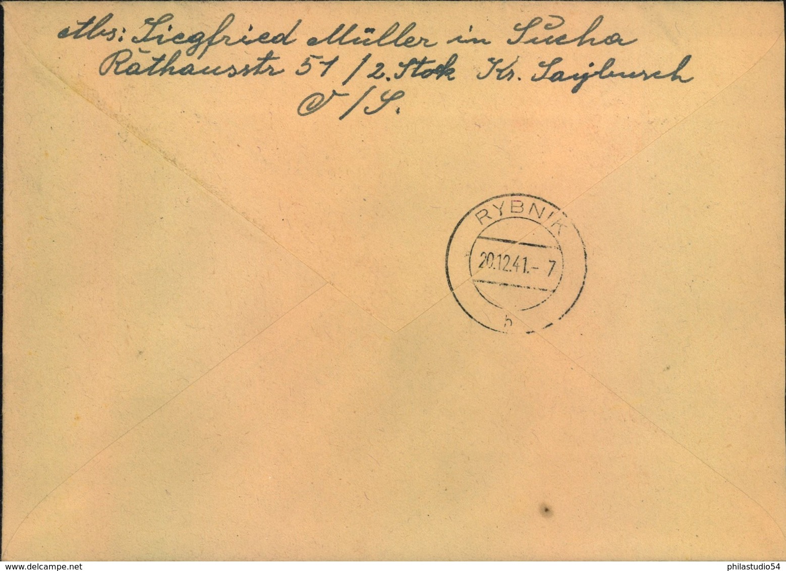 1941, R-Eilbrief Ab SUCHA (Oberschlesien) Lager 196 (Umsiedlung Volksdeutscher" In Rybnik - Nachporto - Other & Unclassified