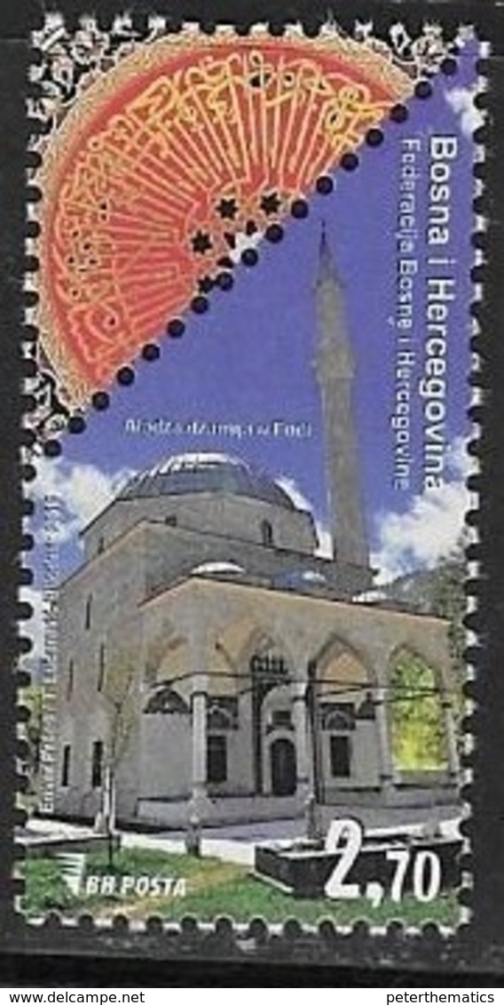 BOSNIA, MUSLIM, 2019, MNH, ARCHITECTURE, MOSQUES, ALADZA MOSQUE,1v - Mosquées & Synagogues