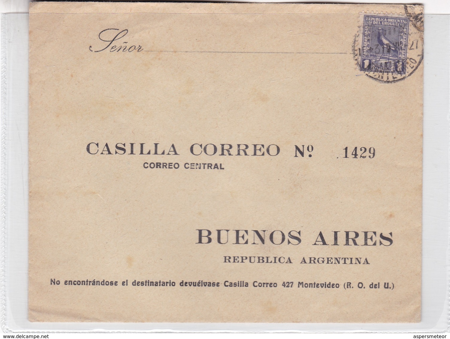 1927 URUGUAY COVER CIRCULEE TO BUENOS AIRES ARGENTINE- BLEUP - Uruguay