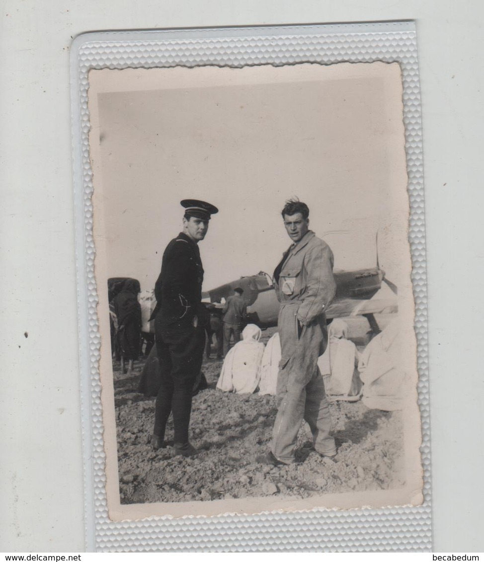 Photo Originale Avion Pilotes Denis Gaston 10 Janvier 1942 Sfax  à Identifier - Luftfahrt