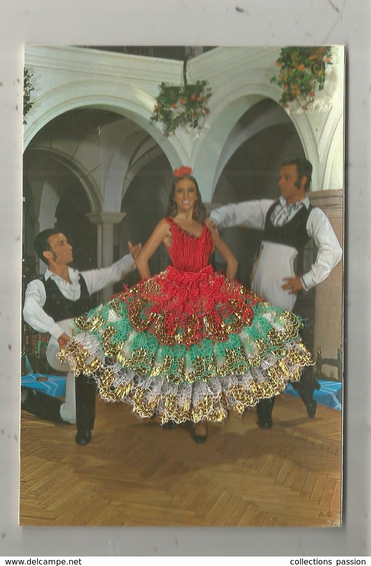 Cp ,brodée ,Espagne , Danse  ,écrite , Ed. Prat - Bestickt