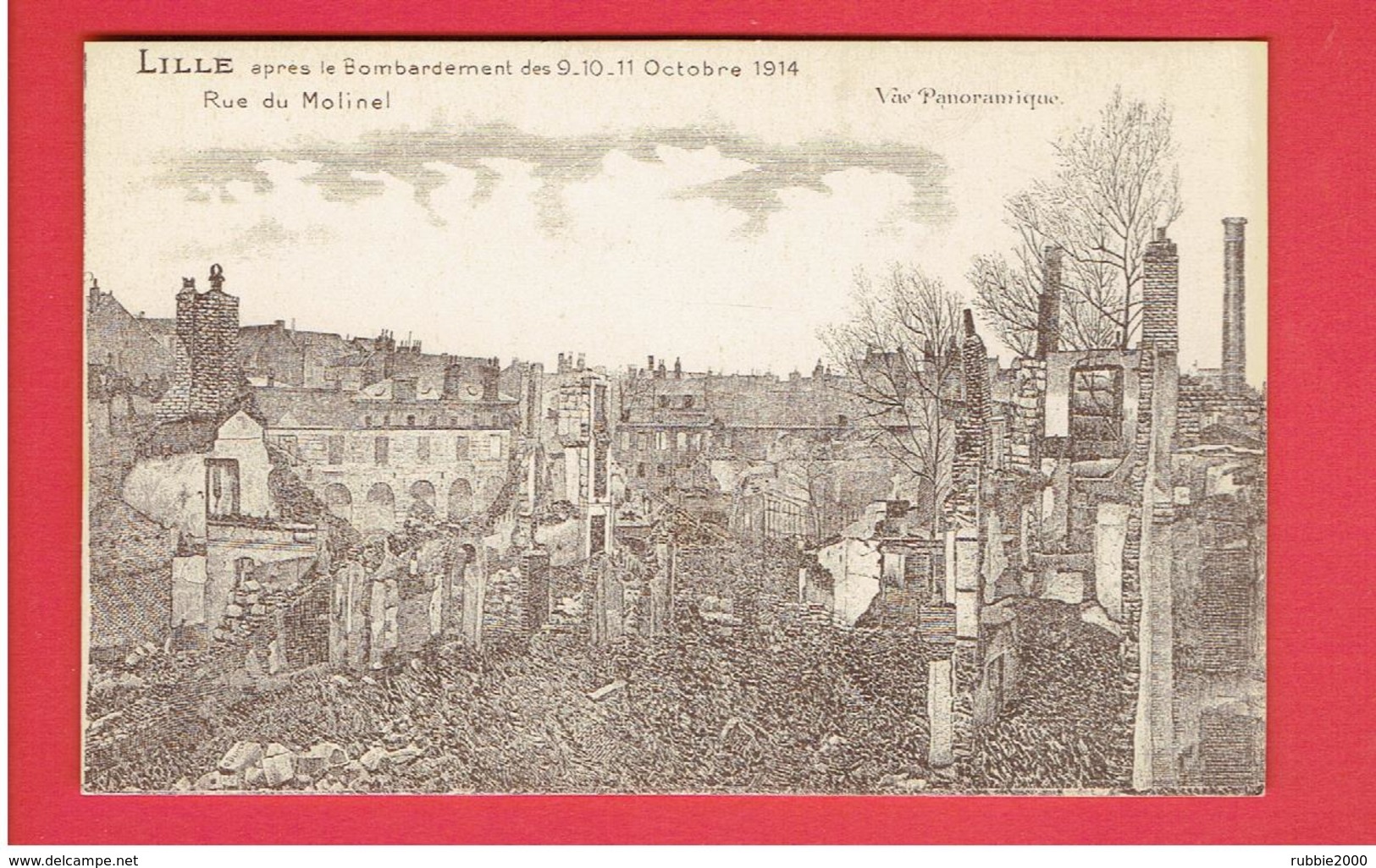 LILLE RUINES DE LA GUERRE 1914 1918 WWI RUE DU MOLINEL CARTE EN TRES BON ETAT - Lille