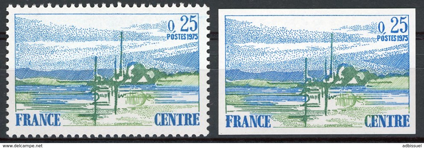 N° 1863 NON DENTELE 25c Région Centre ** (MNH) Il Est Joint Le Timbre Normal Cote 15 €. TB - 1971-1980