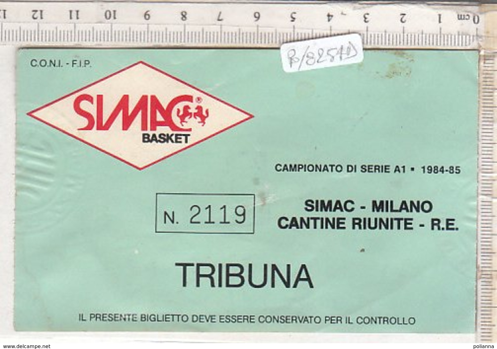 PO8254D# BIGLIETTO CAMPIONATO SERIE A1 1984-85 SIMAC-MILANO - PALLACANESTRO BASKET - Autres & Non Classés