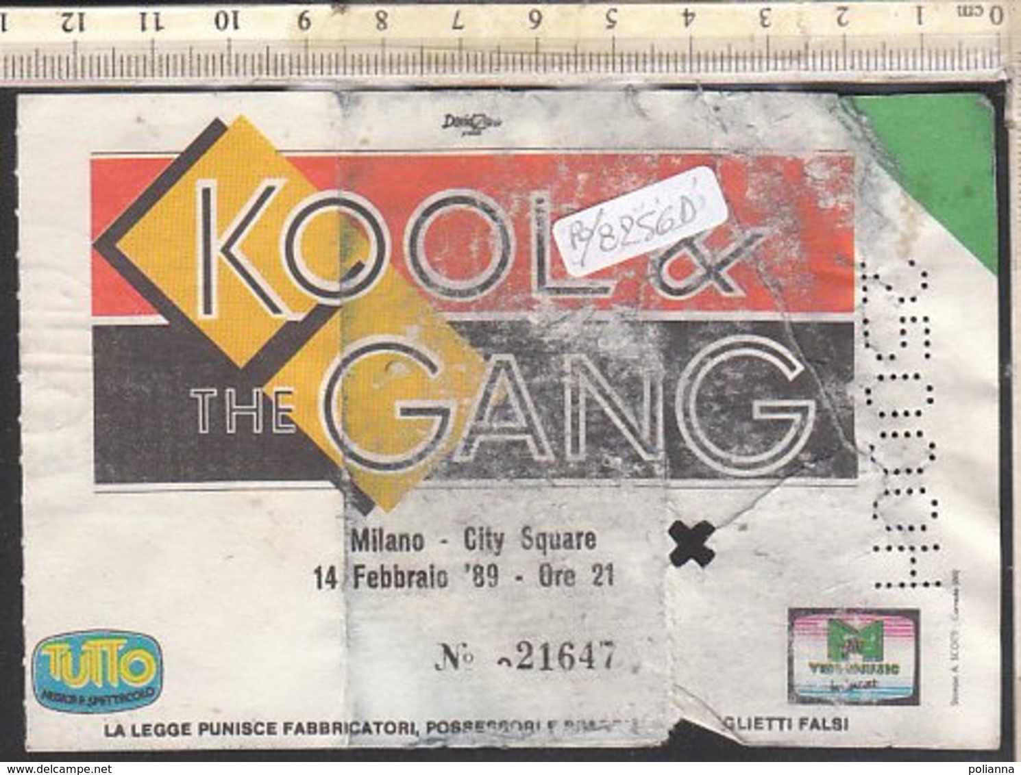 PO8256D# BIGLIETTO CONCERTO KOOL & THE GANG - MILANO CITY SQUARE 1989 - Tickets De Concerts