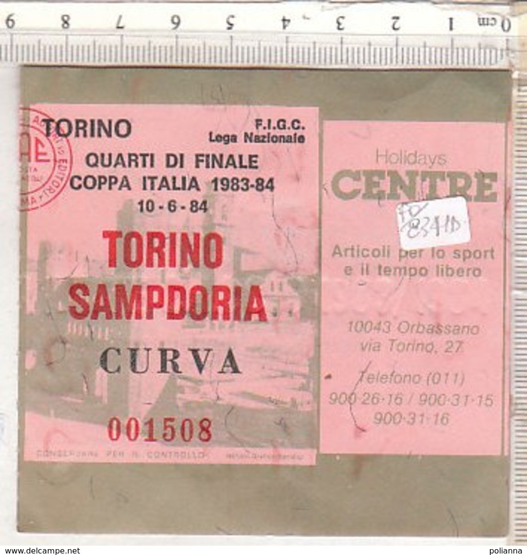 PO8341D# BIGLIETTO PARTITA CALCIO - COPPA ITALIA 1983-84 - TORINO-SAMPDORIA - Altri & Non Classificati