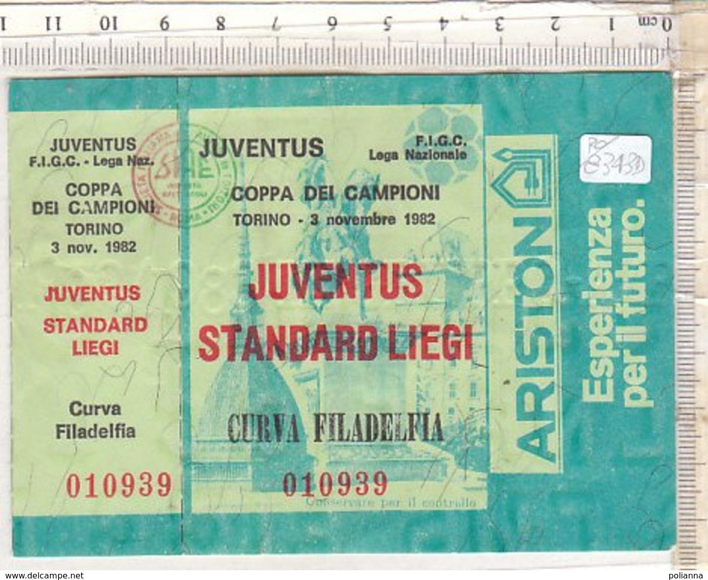 PO8343D# BIGLIETTO PARTITA CALCIO FOOTBALL - COPPA DEI CAMPIONI 1982 - JUVENTUS - STANDARD LIEGI - Altri & Non Classificati