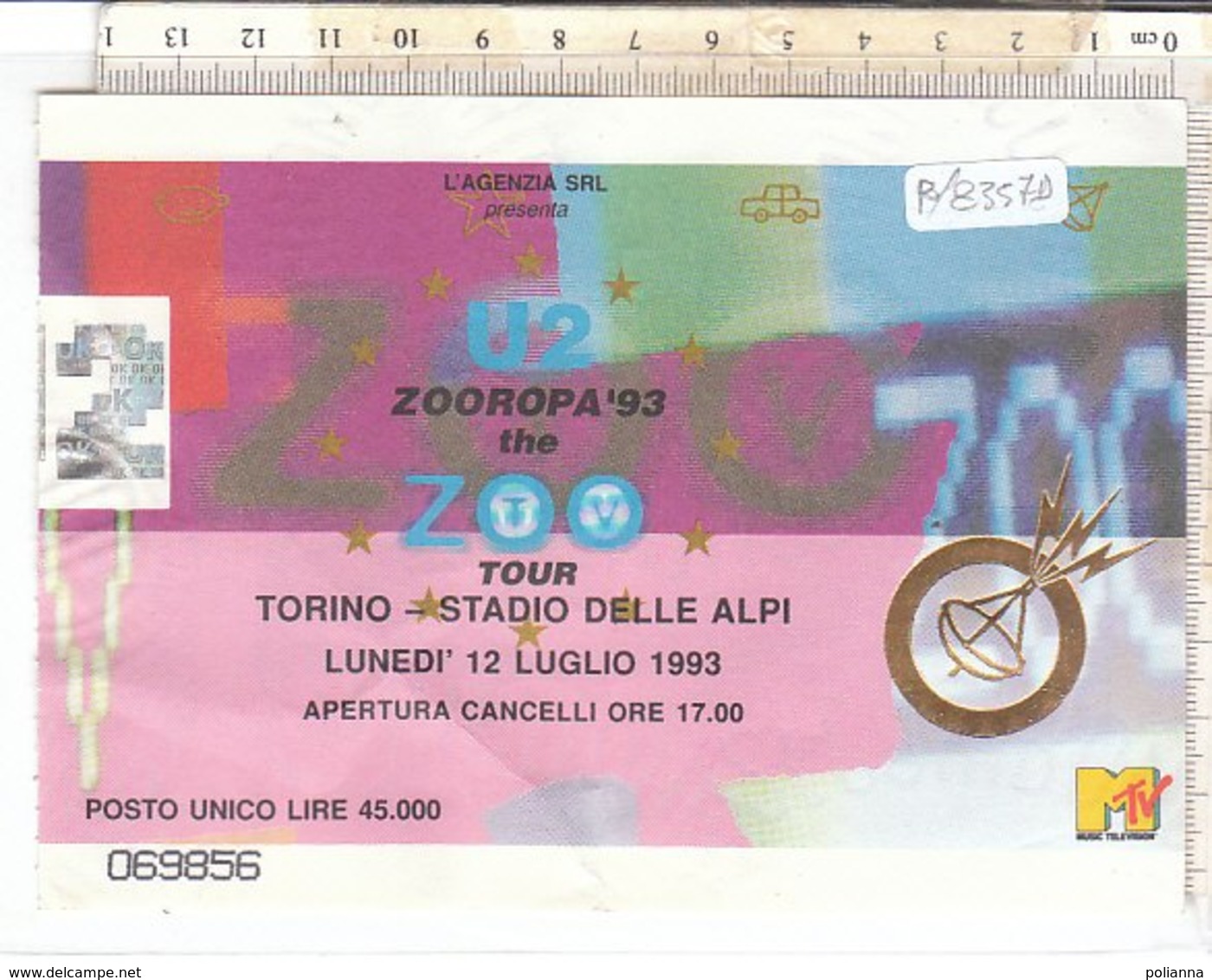 PO8357D# BIGLIETTO CONCERTO U2 CONCERT TICKET - ZOOROPA TOUR - TORINO STADIO DELLE ALPI 1983 - Biglietti Per Concerti