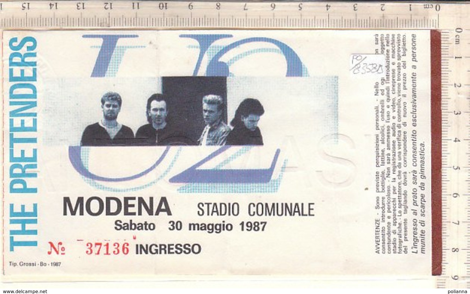 PO8358D# BIGLIETTO CONCERTO U2 THE PRETENDERS - MODENA STADIO DELLE ALPI 1987 - Biglietti Per Concerti