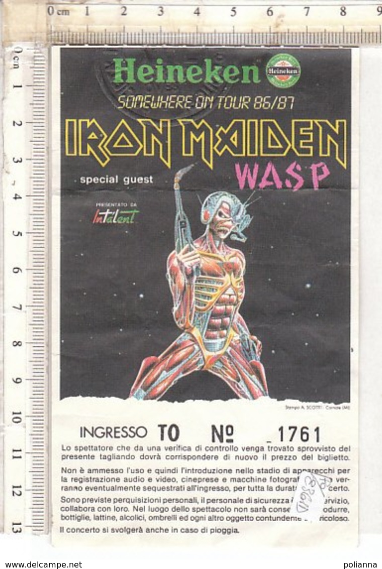 PO8361D# BIGLIETTO CONCERTO IRON MAIDEN SOMEWHERE ON TOUR 86/87 - Biglietti Per Concerti