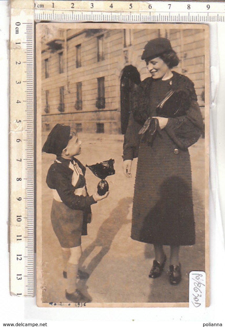 PO8630D# FOTOGRAFICA BAMBINI BALILLA CON UOVO DI PASQUA RICORDO TORINO 1936  No VG - Scene & Paesaggi