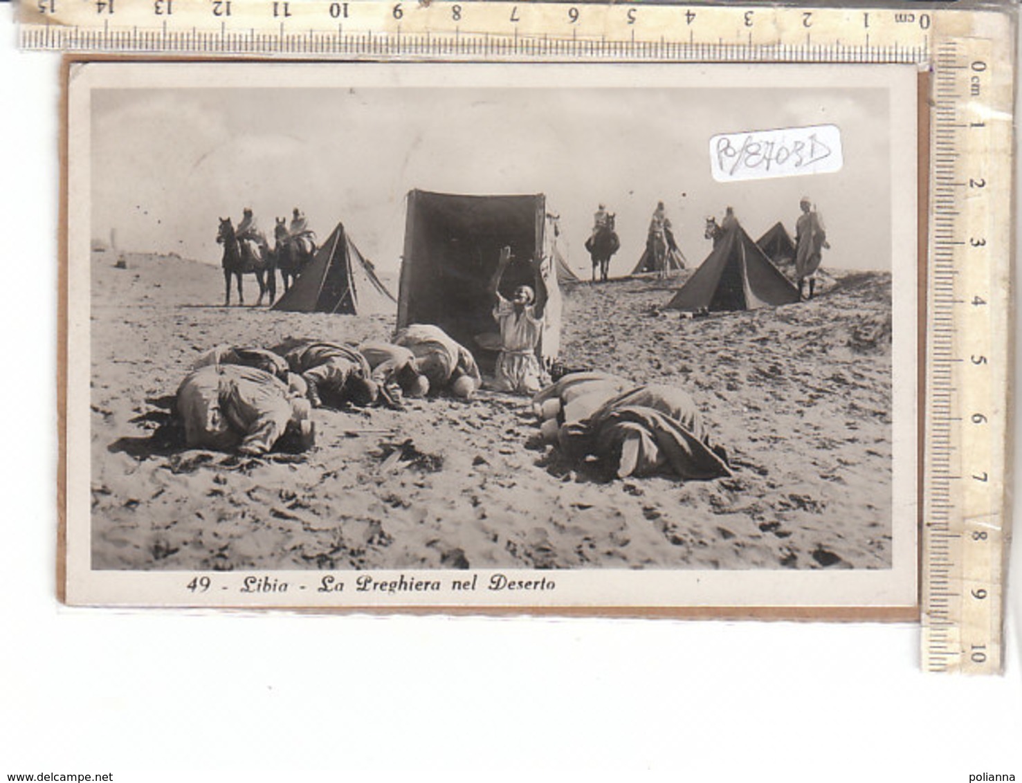 PO8703D# AFRICA ORIENTALE - COLONIE - LIBIA - PREGHIERA NEL DESERTO - FOTOGRAFO COMINI  VG 1933 - Libye