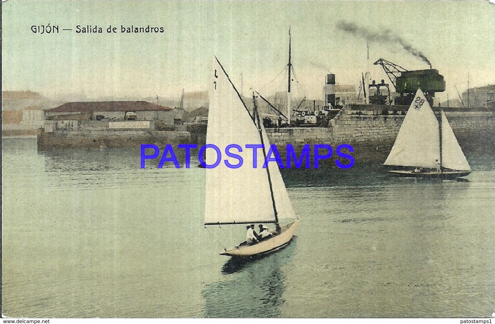 116254 SPAIN ESPAÑA GIJON ASTURIAS SALIDA DE BALANDROS POSTAL POSTCARD - Autres & Non Classés