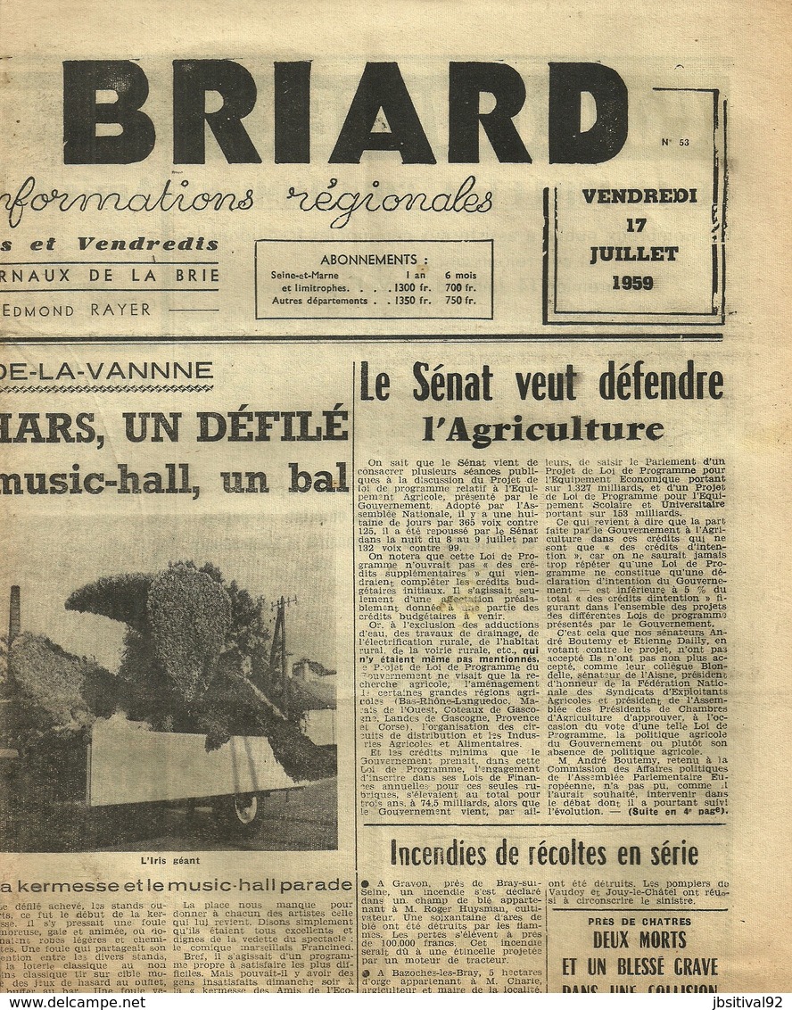 Le Pays Briard 17 Juillet 1959 La Ferte Gaucher Saint Remy De La Vanne La Tretoire St Leger Coulommiers Crecy Rebais - 1950 à Nos Jours