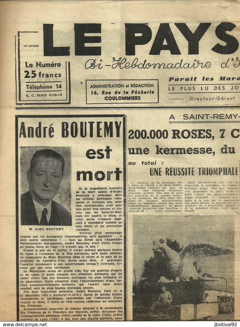 Le Pays Briard 17 Juillet 1959 La Ferte Gaucher Saint Remy De La Vanne La Tretoire St Leger Coulommiers Crecy Rebais - 1950 à Nos Jours