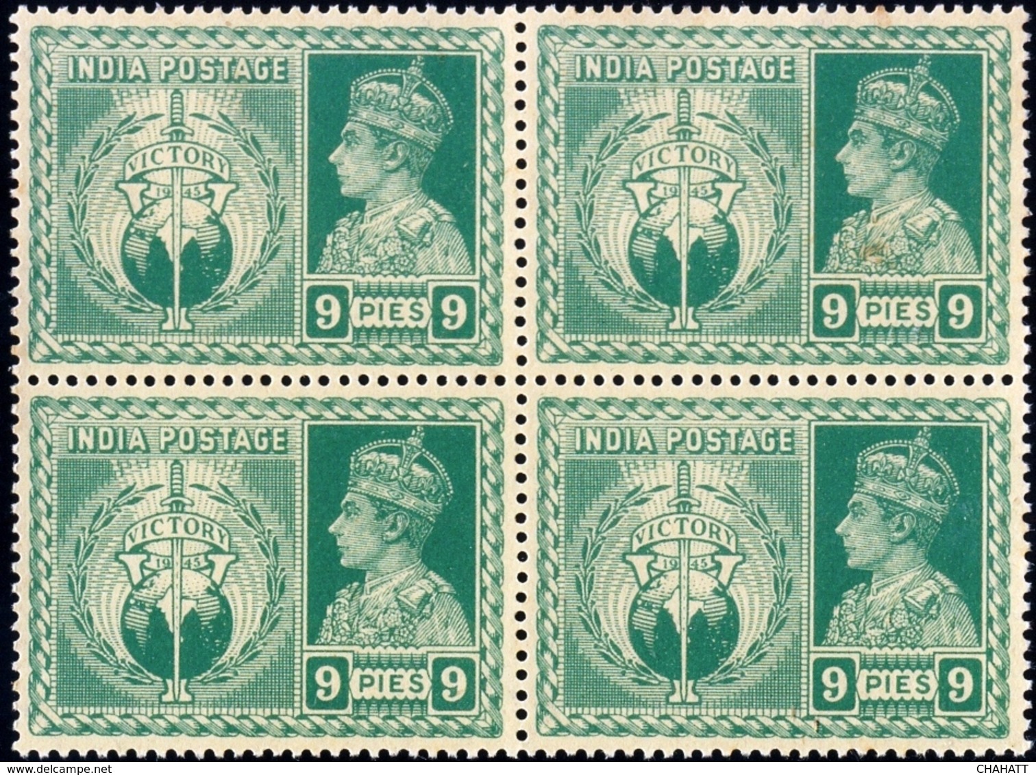 BRITISH INDIA- PRE DECIMAL-VICTORY OF ALLIED POERS IN WW-II-FULL SET OF 4- BLOCKS OF 4-INDIA-1946-SCARCE-MNH-TP-666 - Nuevos
