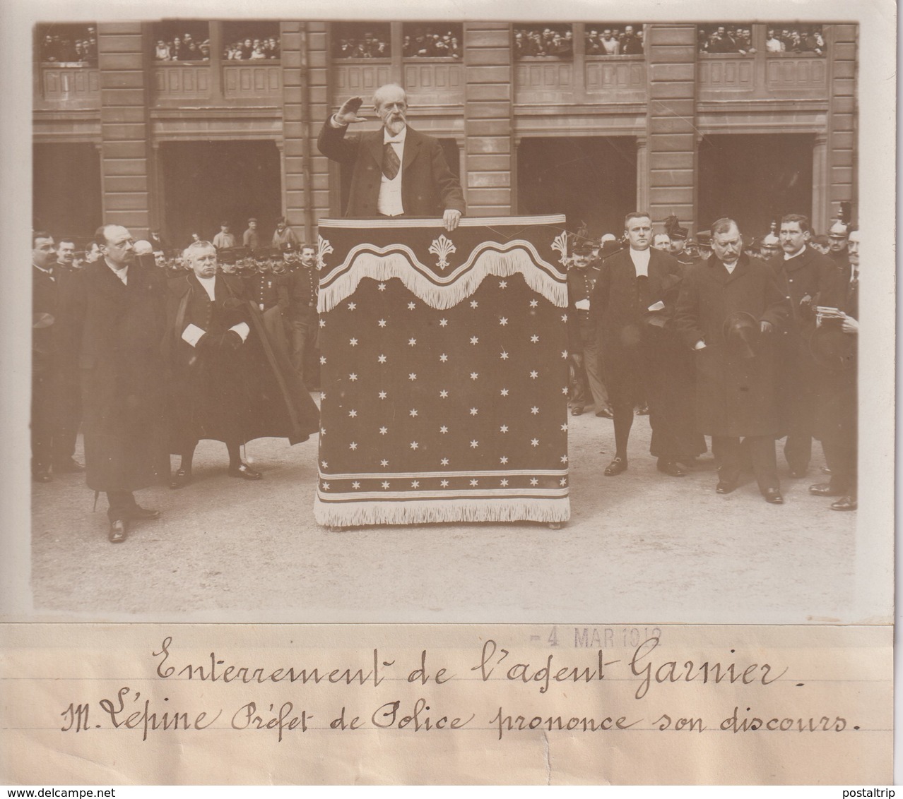 ENTERREMENT L'AGENT GARNIER M LÉPINE PRÉFET DE POLICE DISCOURS 18*13CM Maurice-Louis BRANGER PARÍS (1874-1950) - Personalidades Famosas