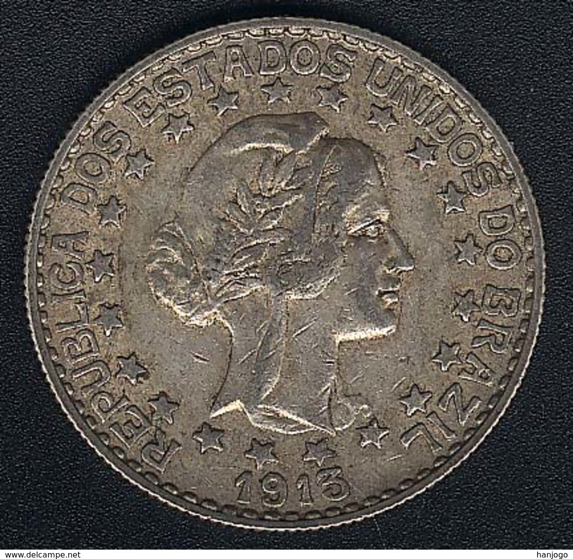 Brasilien. 2000 Reis 1913 A, Silber, AXF - Brasilien