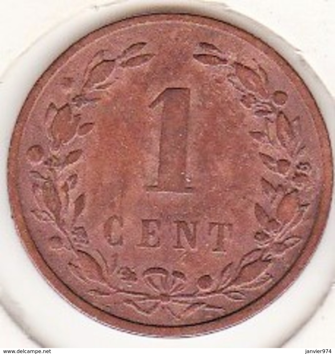 Pays-Bas, 1 Cent 1901, WILHELMINA I. Bronze. KM# 130 - 1 Centavos