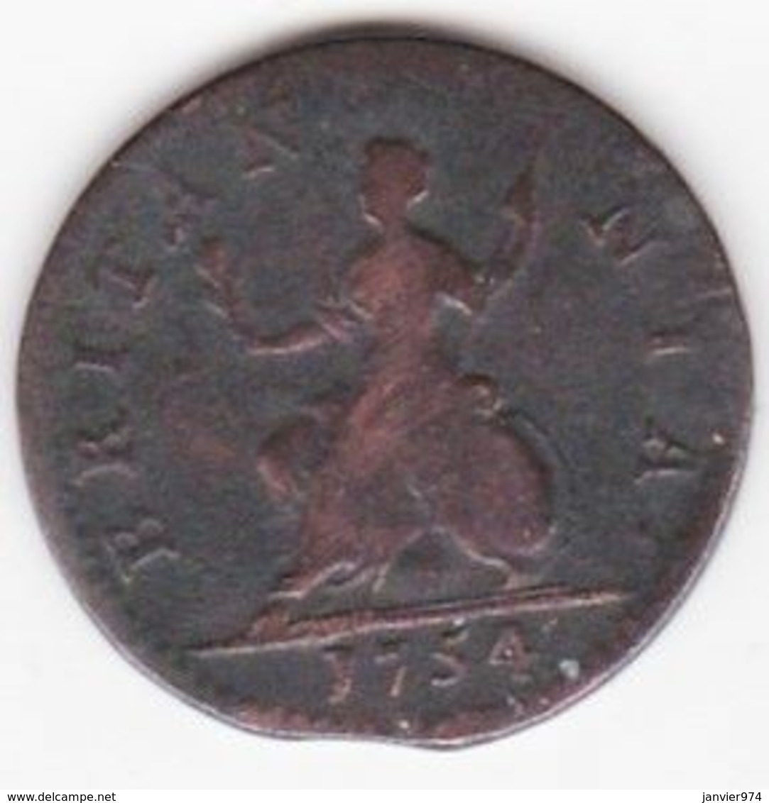 Grande Bretagne. 1 Farthing 1754 , George II - A. 1 Farthing