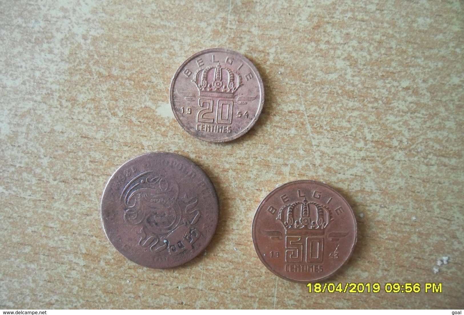 Lot De 3 Monnaies De Belgique=2 Centimes 1864 TB./50 Ctmes 1953 Et 20 Ctmes 1954 En TTB+(Plus Belle Que Photos) - 2 Cents