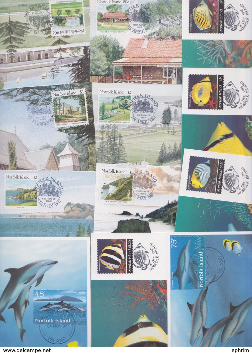 NORFOLK ISLAND - Lot De 38 Cartes Maximum + 4 Cartes Postales - Maximum Card - Ile Norfolk