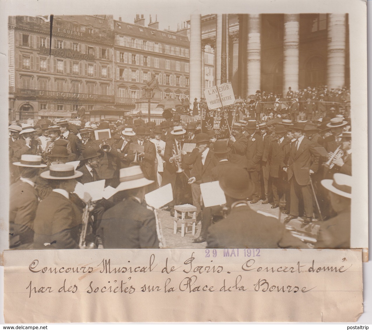 PARIS PLACE DE LA BOURSE CONCOURS MUSICAL 18*13CM Maurice-Louis BRANGER PARÍS (1874-1950) - Places