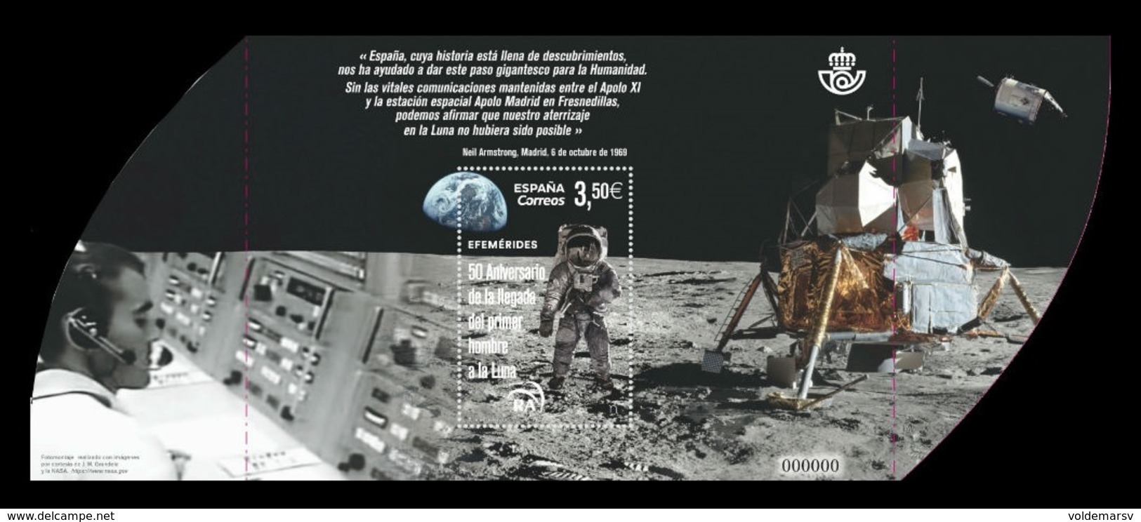 Spain 2019 Mih. 5362 (Bl.325) Space. Apollo 11. Moon Landing MNH ** - Unused Stamps