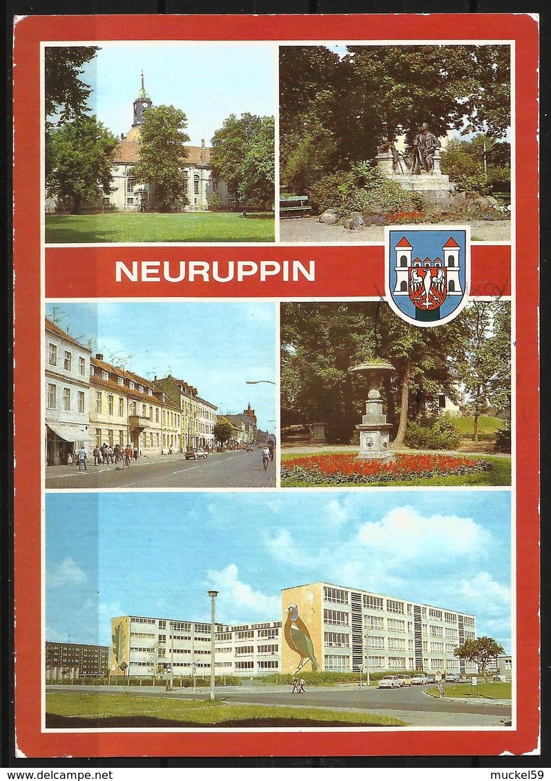 Postcard AK Germany Architecture Views Neuruppin Fontanestadt Theodore Fontane Memorial Pfarrkirche Posted 1992 - Neuruppin