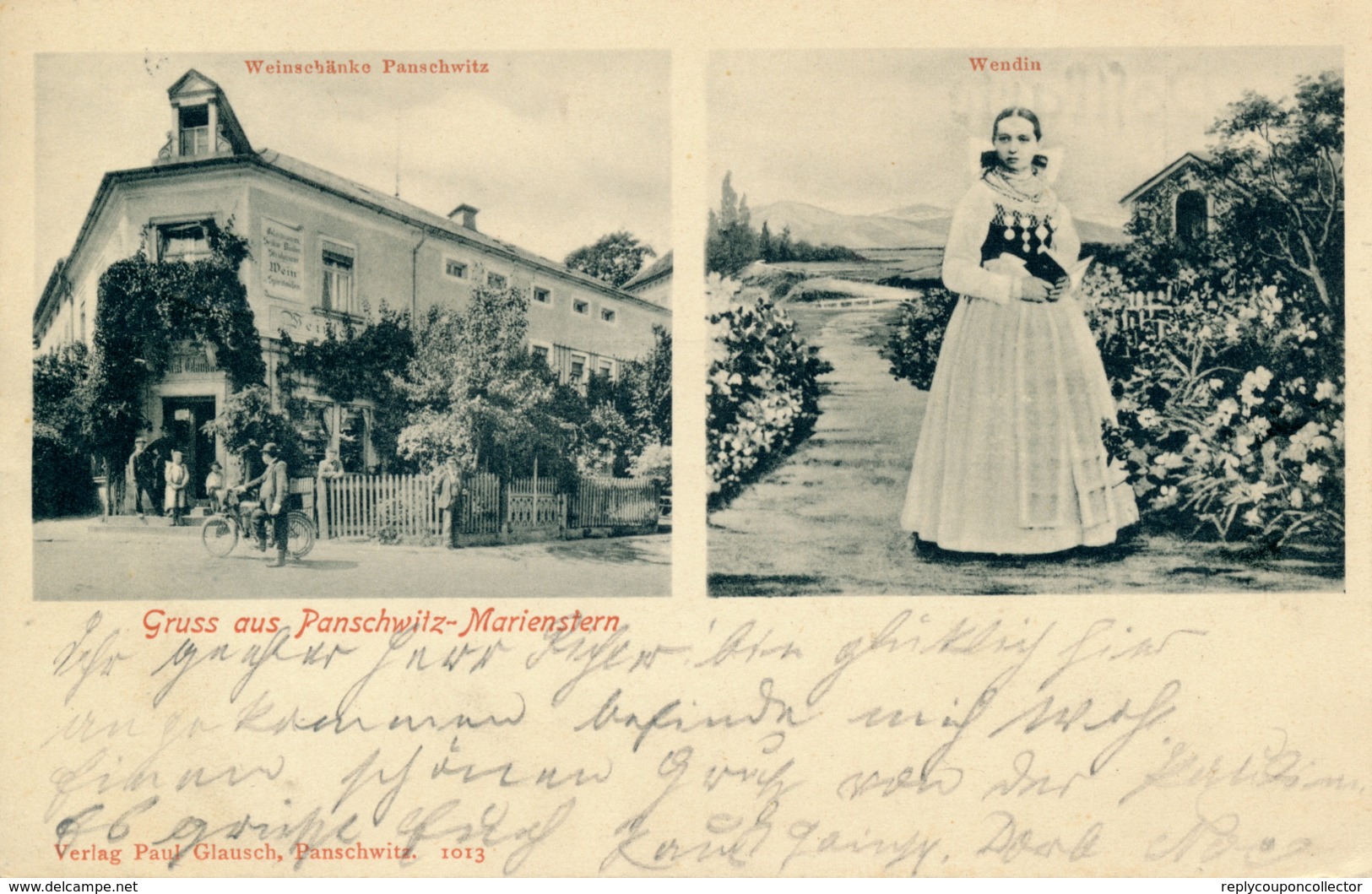 PANSCHWITZ-MARIENSTERN - 1910 , Weinschänke , Wendin In Tracht - Autres & Non Classés