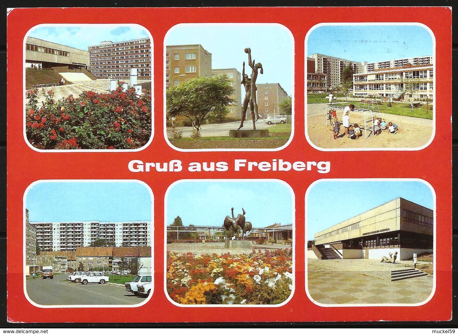 Postcard AK Germany Views Freiberg Mining Academy Wasserberg Library 'Georgius Agricola' Posted 1989 - Freiberg (Sachsen)