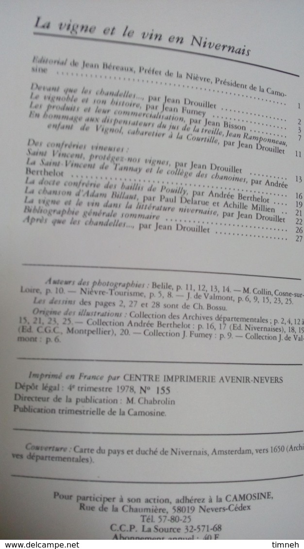 LA VIGNE ET LE VIN EN NIVERNAIS - Les Annales Des Pays Nivernais 1978 - CAMOSINE N°22 - Bourgogne