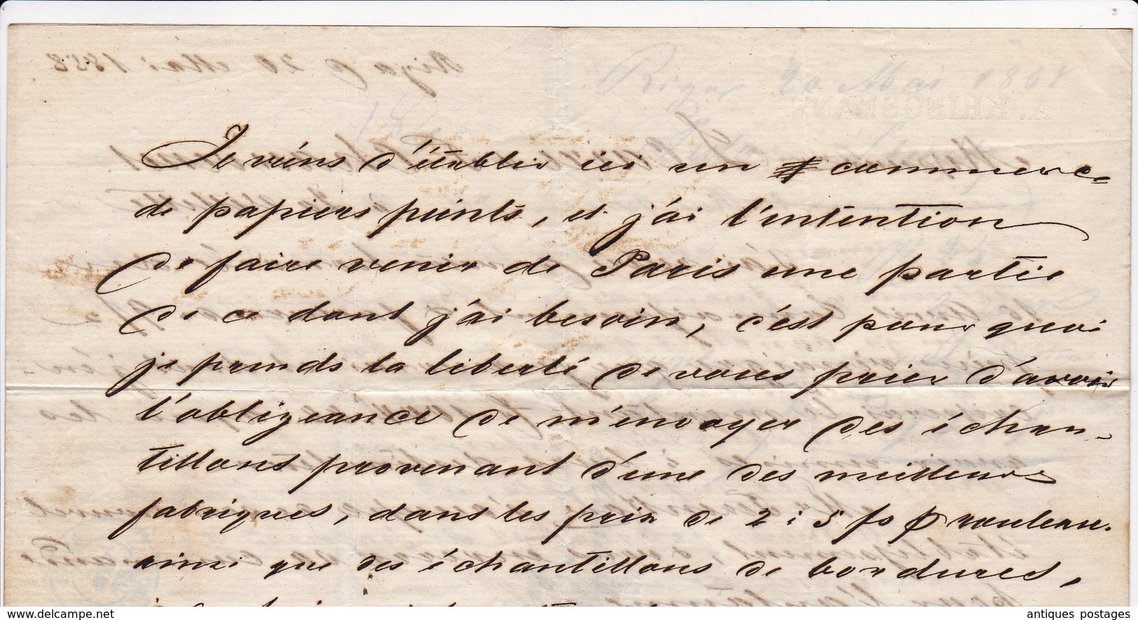 Riga 1858 Lettonie Julius Sturtz AUS RUSSLAND PRUSSE VALENCIENNES Papier Peint Latvija Латвия La Villette