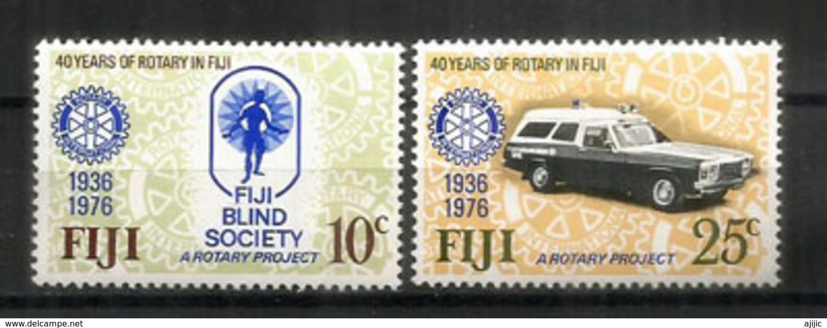 40 Ans De ROTARY Aux îles FIDJI,   2 Timbres Neufs ** - Fidji (1970-...)