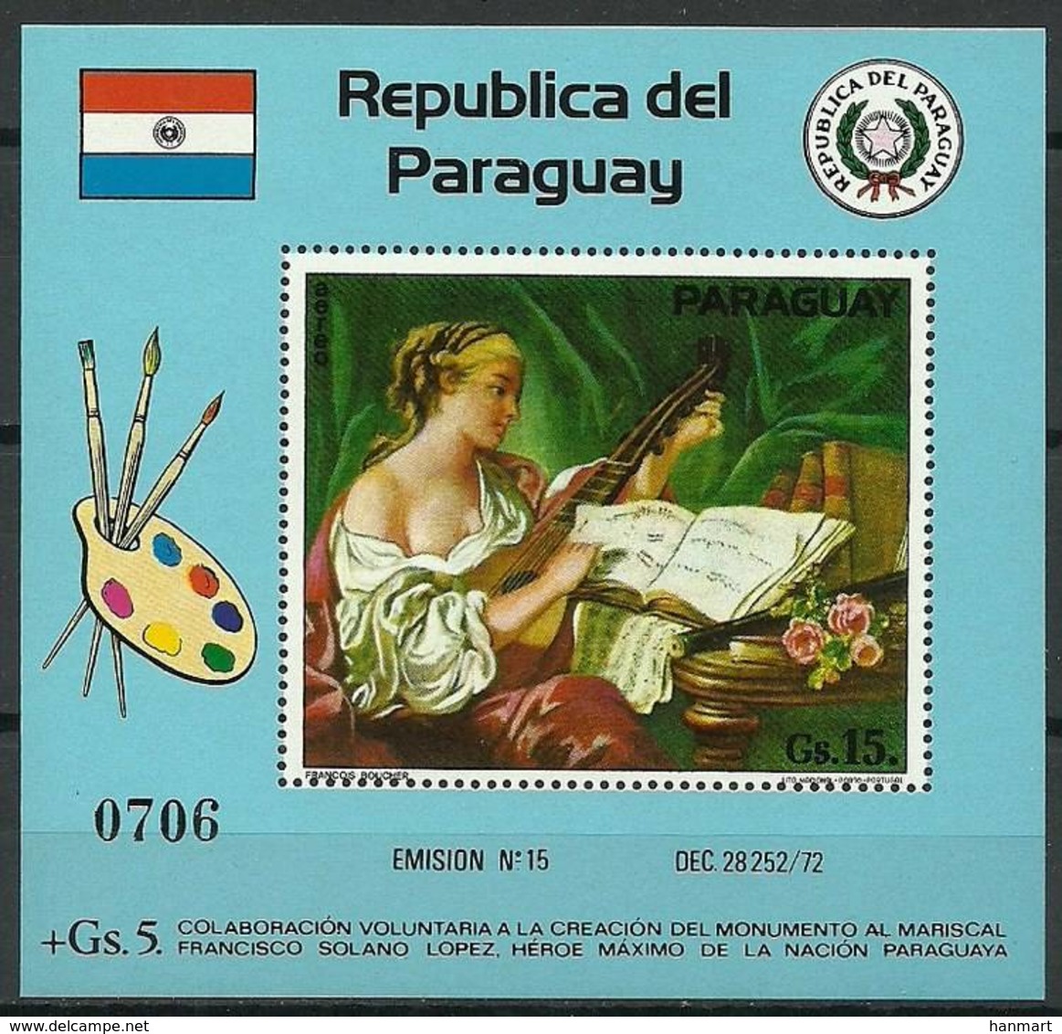 Paraguay 1975 Mi Bl 263 MNH ( ZS3 PRGbl263dav87C ) - Berühmte Frauen