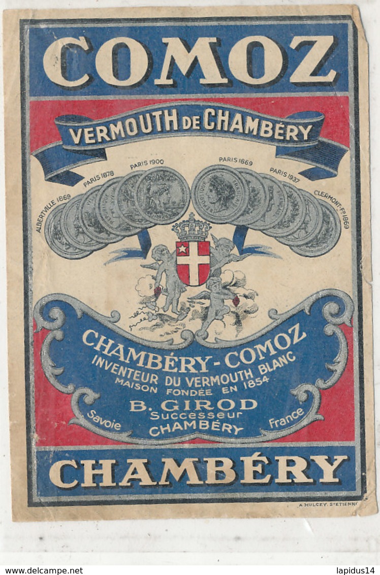 AN 530 / ETIQUETTE    COMOZ   VERMOUTH  DE CHAMBERY - Other & Unclassified