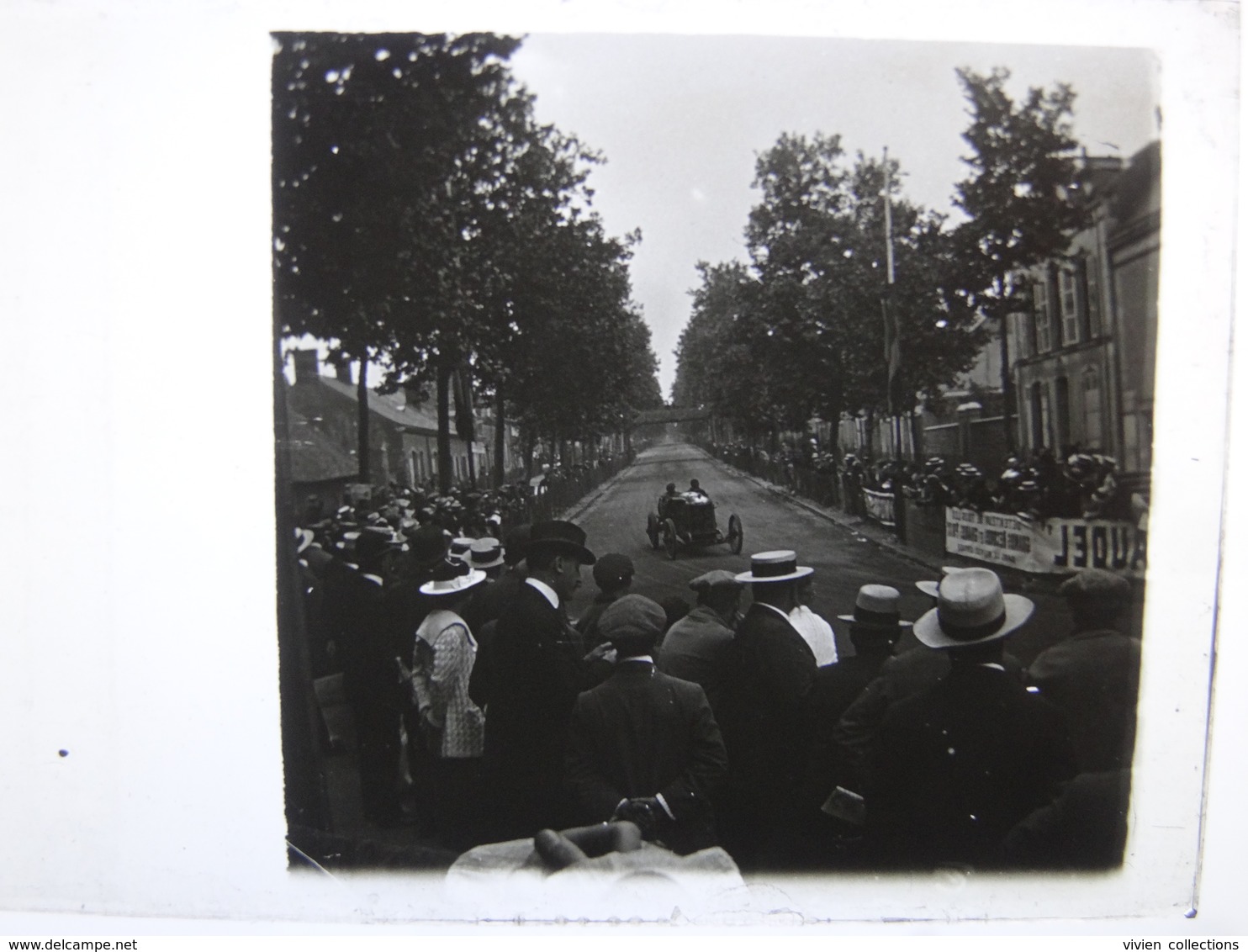 Grand Prix Automobile 1913 Circuit Le Mans (72 - Sarthe) Le Vainqueur Bablot - Vue Stéréoscopique Photo - Plaques De Verre