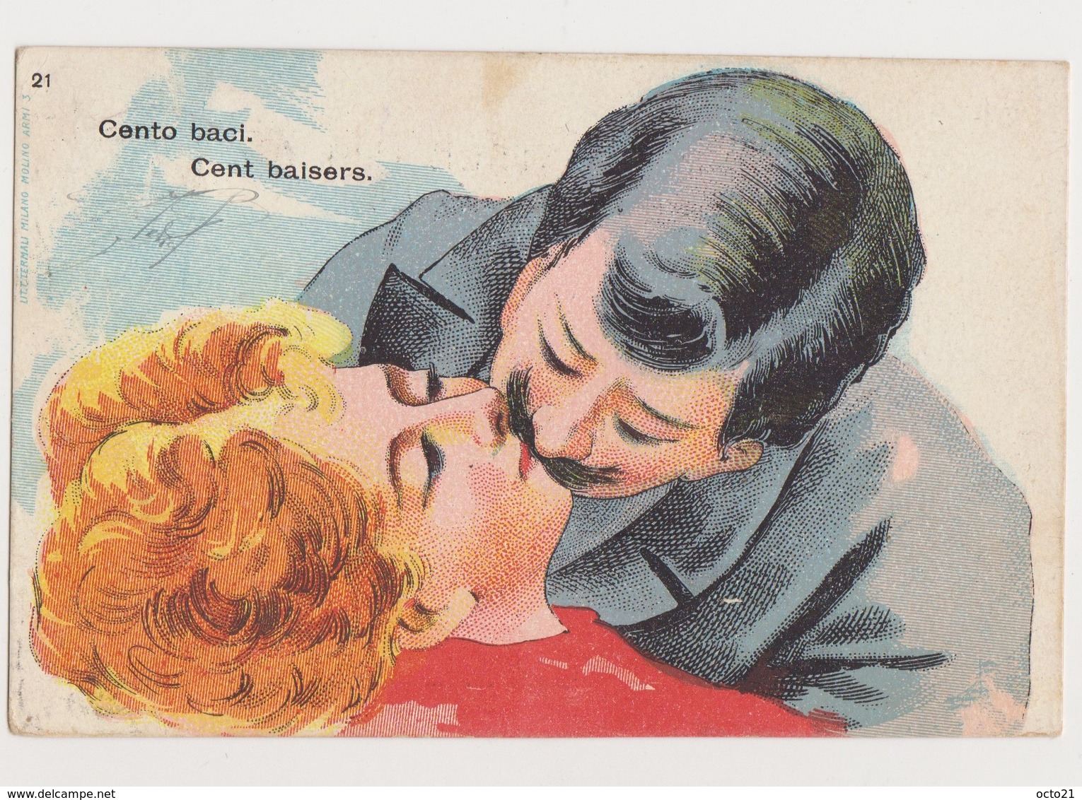 Carte Fantaisie Dessinée / Cento Baci . Cent Baisers - Couples