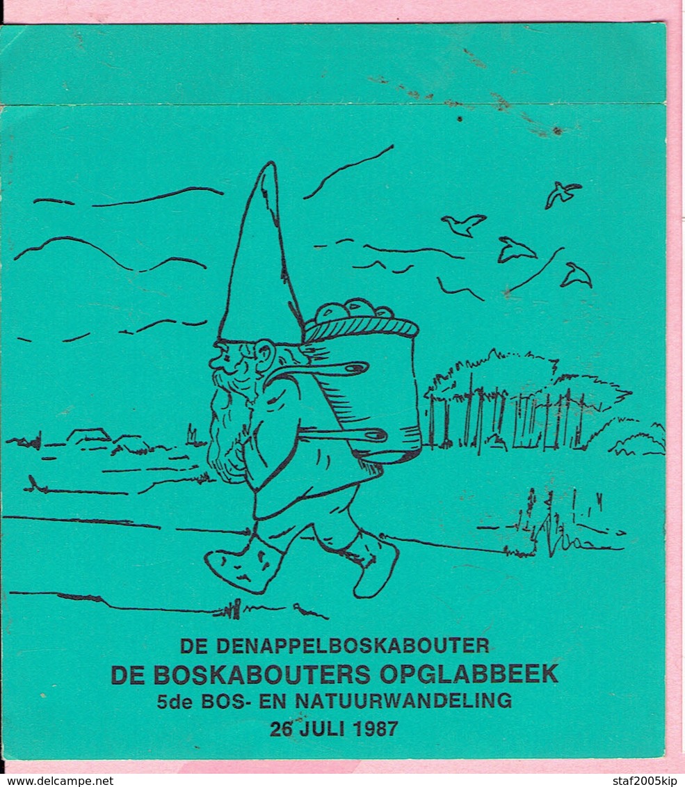 Sticker - De Denappelboskabouter - De Boskabouters Opglabbeek - 5 De Bos- En Natuurwandeling 1987 - Stickers