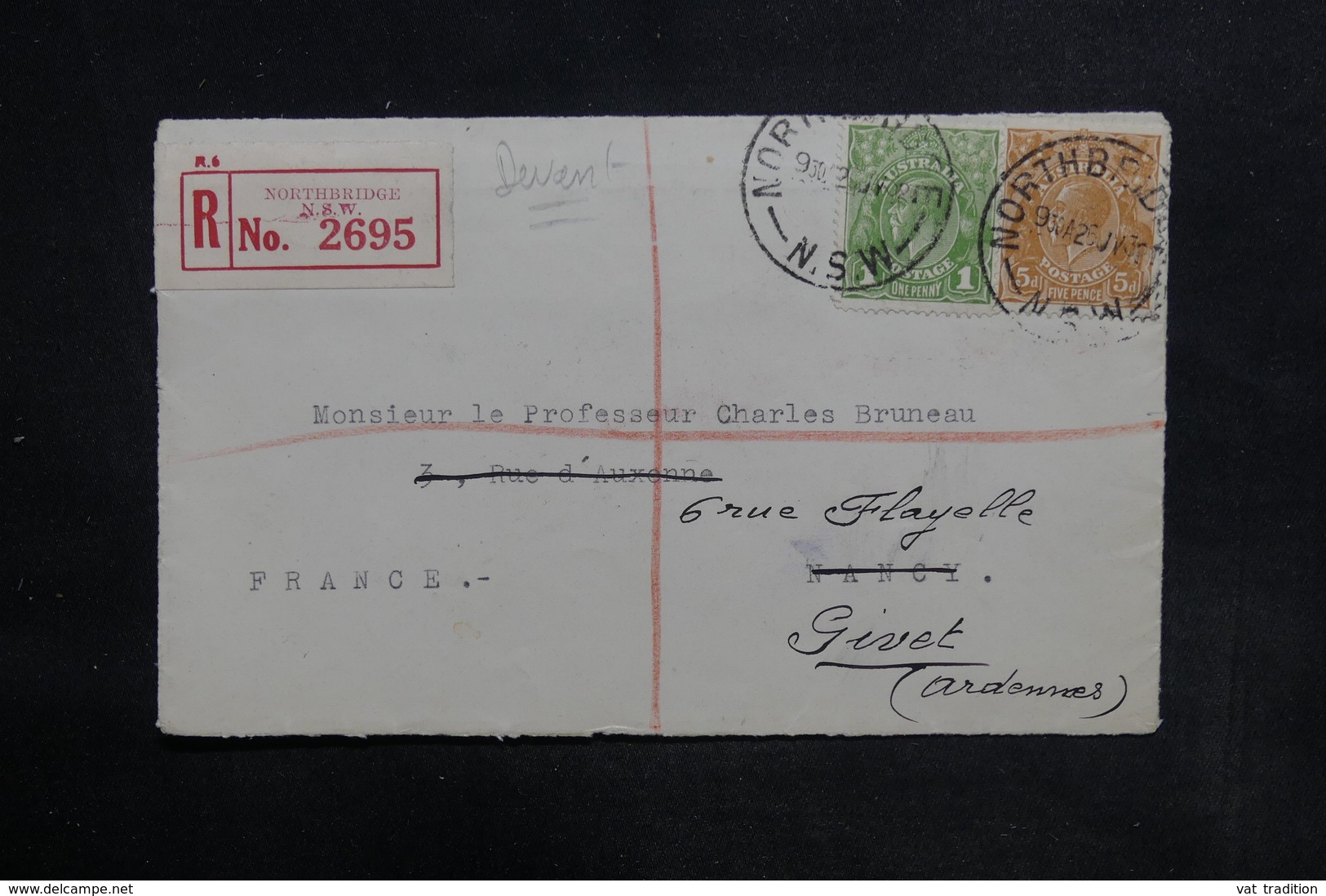 AUSTRALIE - Enveloppe ( Devant ) En Recommandé De Northbridge En 1926 Pour La France - L 36328 - Briefe U. Dokumente