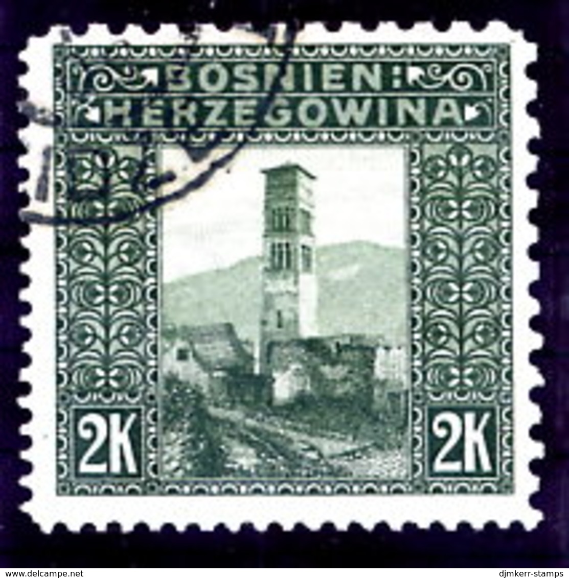 BOSNIA & HERZEGOVINA 1906 Landscape 2 Kr Perforated 9¼:9¼:12½:12½ Used.  SG 200D Cat £160 - Bosnie-Herzegovine