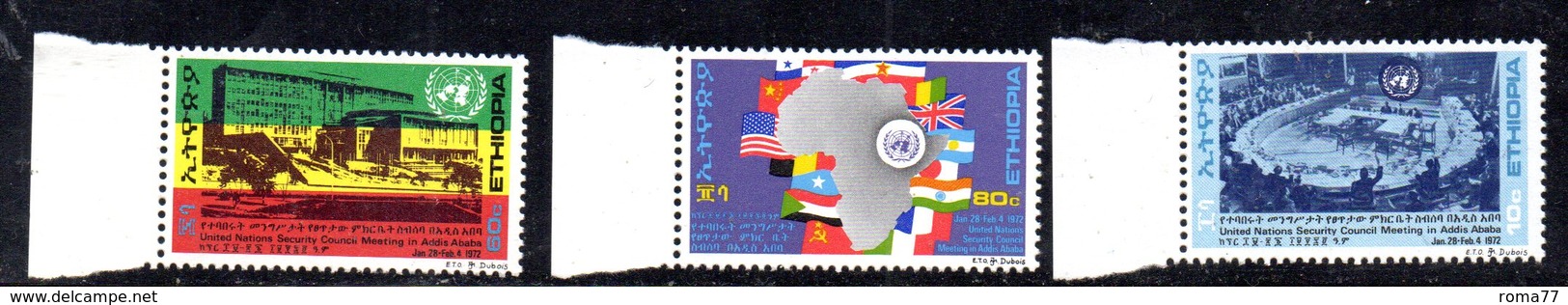 ETP273b - ETIOPIA 1972 ,  Serie Yvert  N. 642/644  ***  MNH  Onu - Etiopia