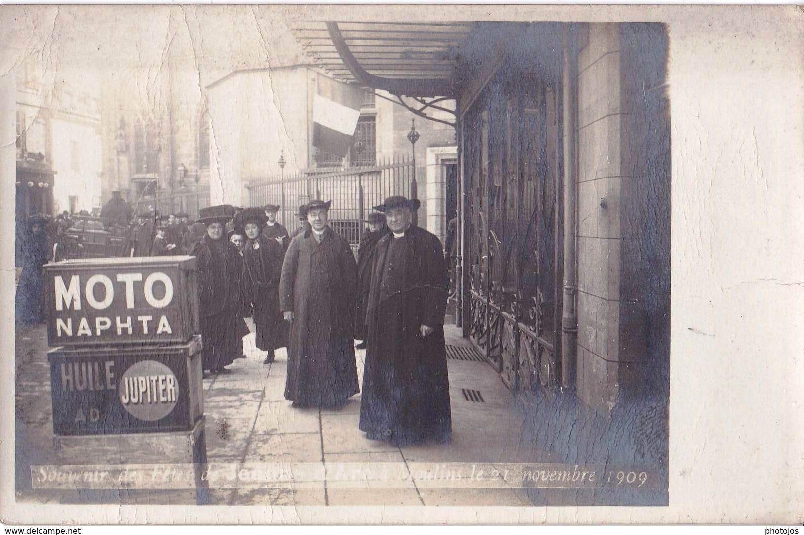 Carte Photo  : Moulins  (03) Fête De Jeanne D'Arc  21 Novembre 1909  Ed Scharlowsky Moto Naphta - Lieux