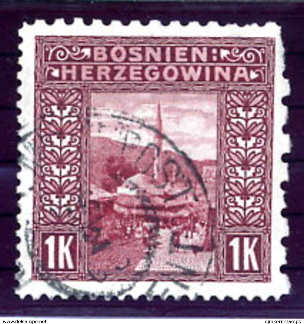 BOSNIA & HERZEGOVINA 1906 1 Kr. Perforated 9¼:6½:12½:12½:  Used. Michel 42G, SG 199E - Bosnie-Herzegovine