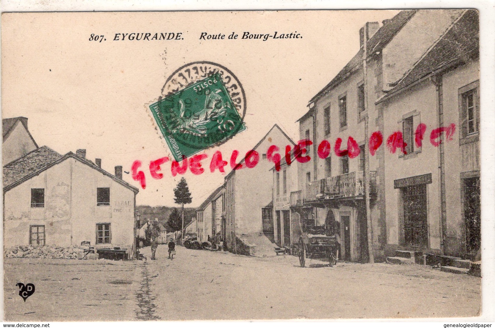 19-  EYGURANDE - ROUTE DE BOURG LASTIC - 1908 -   CORREZE - Eygurande