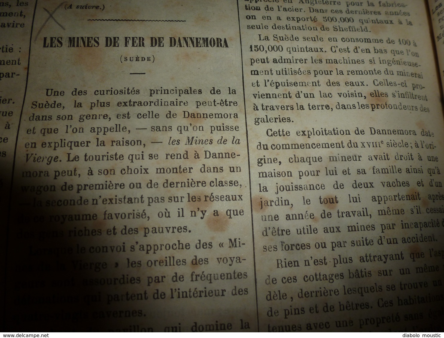 1882 JDV : Assassinat de Pierre Arnoux à Obock; Les mines de fer de DANNEMORA  (Mines de la Vierge) en Suède ; etc